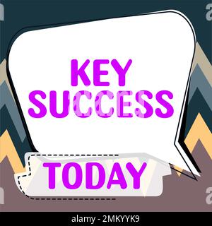 Inspiration mit Signage Key Success. Konzept, das den Hauptindikator für Effektivität und Produktivität darstellt Stockfoto