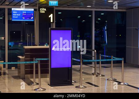 DA NANG, VIETNAM - 11. JANUAR 2023 - Boarding Gate am Da Nang International Airport für Angkor Air Flug nach Siem Reap in Kambodscha. Stockfoto