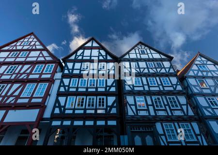 Alte deutsche Häuser am Wintertag, Schließung Stockfoto