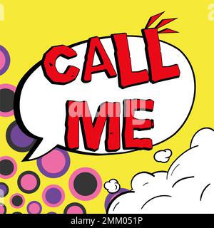 Schreiben und Textanzeige Anrufen. Konzept bedeutet telefonische Kommunikation, um über etwas zu sprechen Stockfoto