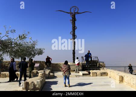 Das Schlangendenkmal auf Mount Nebo, Madaba, Jordanien, Naher Osten Stockfoto