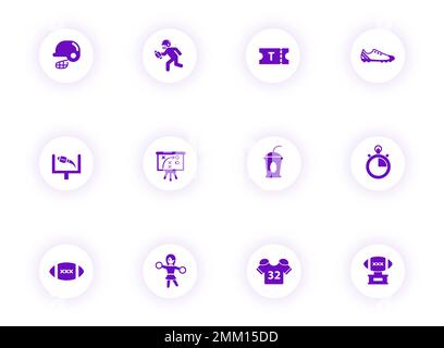 lila vektorsymbole auf hellen runden Knöpfen für american Football Stock Vektor