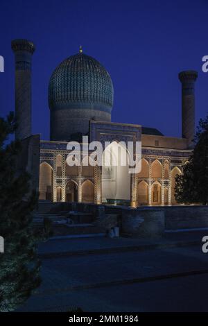 Das Gūr-i Amīr oder Guri Amir ist ein Mausoleum des türkisch-mongolischen Eroberers Timur (auch bekannt als Tamerlane) in Samarkand, Usbekistan. Stockfoto