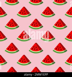 Wassermelone mit nahtlosem Muster auf pinkfarbenem Hintergrund Stock Vektor