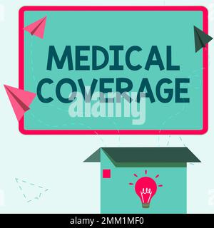 Handgeschriebenes Schild Medizinische Deckung. Aufnahme des Geschäftsüberblicks in den Geltungsbereich einer Versicherungspolice oder eines medizinischen Schutzplans Stockfoto