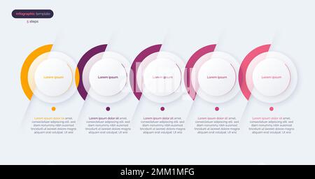 Minimalistische Infografik-Vorlage für Vektoren, die aus 5 Kreisen besteht Stock Vektor