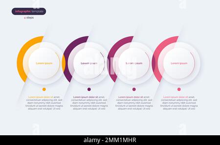 Minimalistische Infografik-Vorlage für Vektoren, die aus 4 Kreisen besteht Stock Vektor