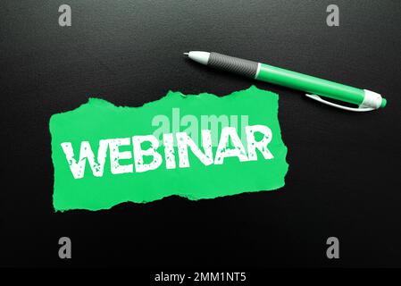 Webinar zur konzeptionellen Darstellung. Word für definiert als Seminar, das über Internet-Webkonferenzen durchgeführt wird Stockfoto