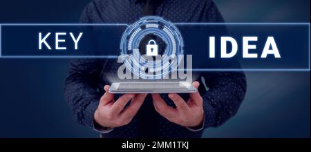 Textüberschrift mit der wichtigsten Idee. Internetkonzept Außergewöhnlicher oder lebenswichtiger Gedanke oder Vorschlag ohne Vergleich Stockfoto