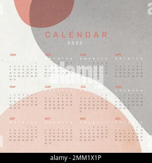 Abstract 2022 Monatskalender Vorlage, ästhetische Vektor-Set Stock Vektor