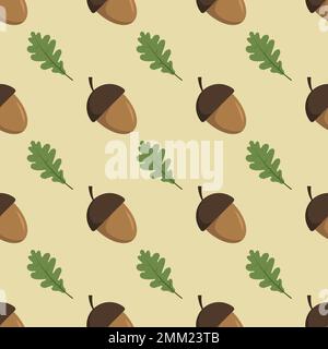 Nahtloses Muster mit Eichel und Eichenblatt Stock Vektor
