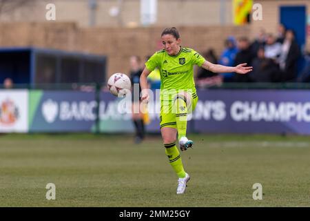 Hetton Le Hole, Großbritannien. 29. Januar 2023. Eppleton Colliery Football Ground Ona Batlle von Manchester United in Aktion während des FA-Cup-Spiels für Frauen zwischen Sunderland und Manchester United auf dem Eppleton Colliery Fußballplatz in Hetton-le-Hole, England (Richard Callis/SPP) Kredit: SPP Sport Press Photo. Alamy Live News Stockfoto