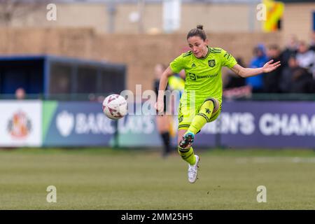 Hetton Le Hole, Großbritannien. 29. Januar 2023. Eppleton Colliery Football Ground Ona Batlle von Manchester United in Aktion während des FA-Cup-Spiels für Frauen zwischen Sunderland und Manchester United auf dem Eppleton Colliery Fußballplatz in Hetton-le-Hole, England (Richard Callis/SPP) Kredit: SPP Sport Press Photo. Alamy Live News Stockfoto