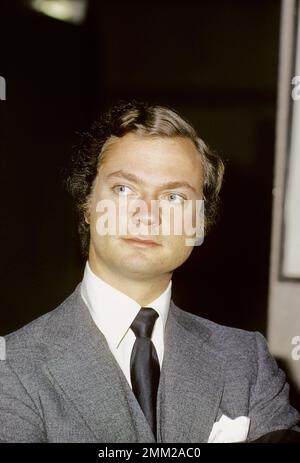 Carl XVI Gustaf, König von Schweden. Geboren am 30. april 1946. Abbildung 1973 mit schwarzem Armband am linken Arm, um anzuzeigen, dass er nach dem Tod seines Großvaters König Gustaf VI. Adolf trauert. Stockfoto