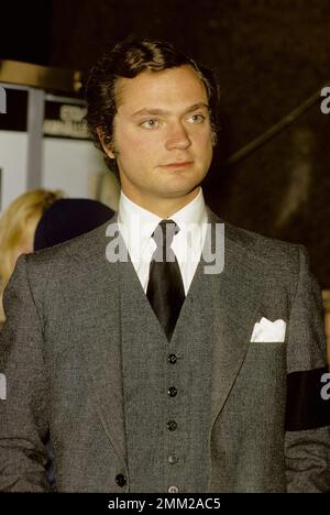 Carl XVI Gustaf, König von Schweden. Geboren am 30. april 1946. Abbildung 1973 mit schwarzem Armband am linken Arm, um anzuzeigen, dass er nach dem Tod seines Großvaters König Gustaf VI. Adolf trauert. Stockfoto