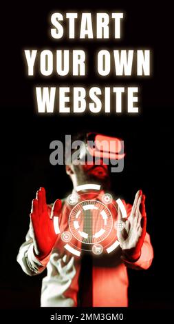 Handschriftlicher Text Erstellen Sie Ihre eigene Website. Konzeptfotos dienen als Erweiterung einer Visitenkarte einer persönlichen Website Stockfoto