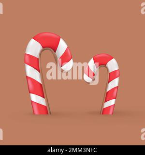 Weihnachts-Zuckerrohr, 3D-Design-Vektor Stock Vektor