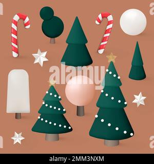 Weihnachten Grafik Element Set, festliche 3D-Design-Vektor Stock Vektor