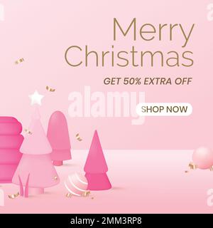 Weihnachten Verkauf Social Media Vorlage, Online-Shopping-Vektor Stock Vektor