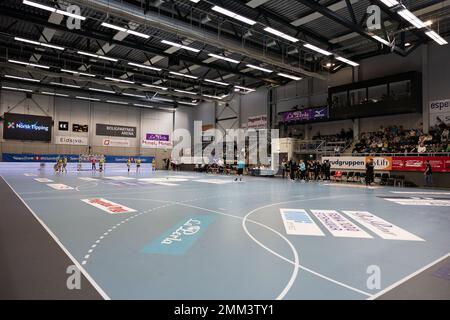 Hamar, Norwegen. 28. Januar 2023. Hamar, Norwegen, Januar 28. 2023: Stadionblick vor dem Rema 1000-Ligaspiel zwischen Storhamar und Larvik in der Boligpartner Arena in Hamar, Norwegen (Ane Frosaker/SPP) Kredit: SPP Sport Press Photo. Alamy Live News Stockfoto