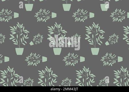 Topfpflanzen-Sammlung auf weißem Hintergrund. Ein Satz Zimmerpflanzen mit Körben, Blumentopf, Monstera Stock Vektor