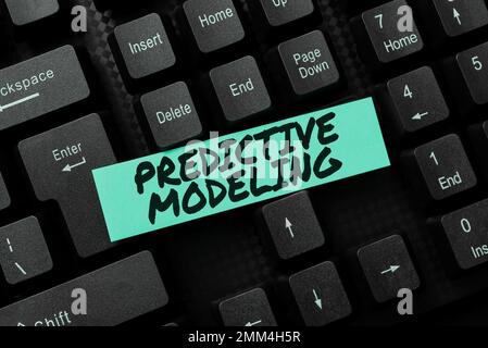 Textzeichen für Predictive Modeling. Business-Showcase-Wartungsstrategie basierend auf Predictive Analytics Stockfoto