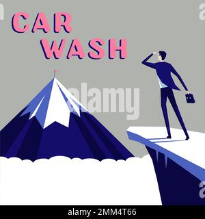 Konzeptausstellung Autowaschanlage. Internetkonzept ein Gebäude, das Geräte zum Waschen von Autos oder anderen Fahrzeugen enthält Stockfoto