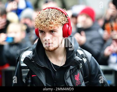 Brighton, Großbritannien. 29. Januar 2023. Harvey Elliot vom FC Liverpool kommt am 29. 2023. Januar zum FA Cup der vierten Runde zwischen Brighton & Hove Albion und Liverpool im Amex in Brighton, England. (Foto von Jeff Mood/phcimages.com) Kredit: PHC Images/Alamy Live News Stockfoto