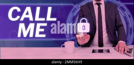 Text mit Inspiration Anruf. Konzeptfoto mit der Bitte um telefonische Kommunikation, um über etwas zu sprechen Stockfoto