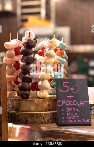 Schokoladenbonbons im Zentrum von Gent - Flandern, Belgien Stockfoto