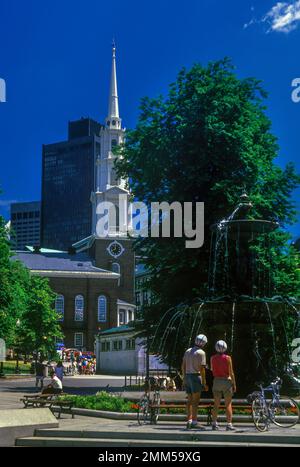 1988 HISTORISCHE FOUNTAIN PARK STREET CHURCH BOSTON COMMON MASSACHUSETTS USA Stockfoto