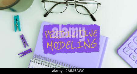 Konzeptionelle Anzeige von Predictive Modeling. Konzeptionelle Strategie zur Fotopflege basierend auf vorausschauenden Analysen Stockfoto