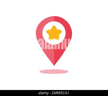 Kartenzeiger, Logodesign für Veranstaltungsort. Symbol für Datum, Uhrzeit, Adresse oder Ort. Orientierung rund um die Stadt, Ort der Ereignisse und Ereignisvektor. Stock Vektor