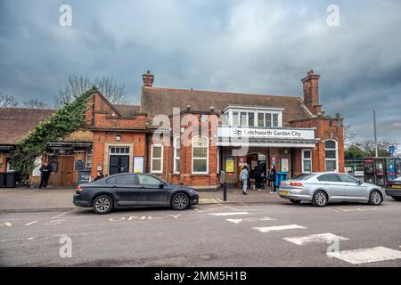 Letchworth, Januar 28. 2023: Letchworth Garden City Bahnhof Stockfoto