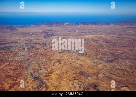 Planansicht mit Gebiet unter der De-facto-Kontrolle von Nordzypern in Zypern Stockfoto