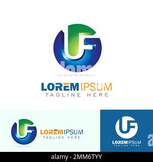 Ein Vektorbildsatz mit anfänglichem UF-Monogramm-Logo Stock Vektor