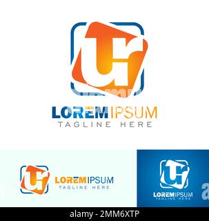 Ein Vektorbildsatz mit anfänglichem UF-Monogramm-Logo Stock Vektor
