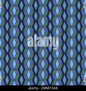 Muster nahtlose Geometrie Einfache abstrakte geometrische Grafik orientalisches Stoffdesign Textilmuster Damenkleid Blau Stockfoto