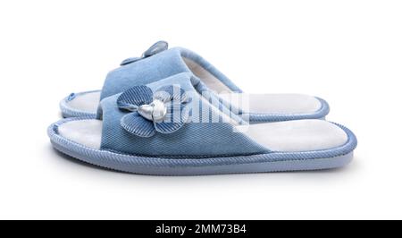 Neue Textilschuhe für Frauen, isoliert auf Weiß. Stockfoto