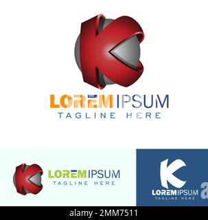 Ein Vektorbildsatz mit 3D Circle-K-Logo-Zeichen Stock Vektor