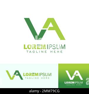 Ein Vektorbildsatz mit anfänglichem Logozeichen für VA-Monogramm Stock Vektor