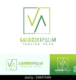 Ein Vektorbildsatz mit anfänglichem Logozeichen für VA-Monogramm Stock Vektor