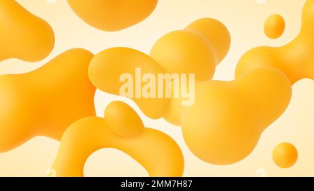 Flüssige 3D-Formen abstrakten Hintergrund, fließende Strukturen und Bälle. Morphologische Formen, dekorative moderne Bannerwerbung oder Präsentation, prägnante Vektorposter Stock Vektor