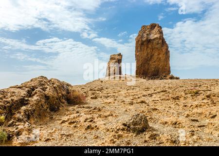 Roque Nublo - Vulkanmonolith. Es ist eines der berühmtesten Wahrzeichen von Gran Canaria, Spanien. Stockfoto