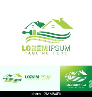 Ein Vektorbildsatz mit Symbol für den Hausmalerei-Service Logo-Schild Stock Vektor