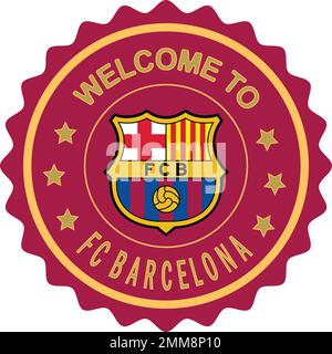 Willkommen beim FC Barcelona Seal farbenfrohes Farbverlauf-Pinseldesign Vektorfarben Hintergrund Willkommensstempel : Colombo, Sri Lanka – Januar 30, Stock Vektor