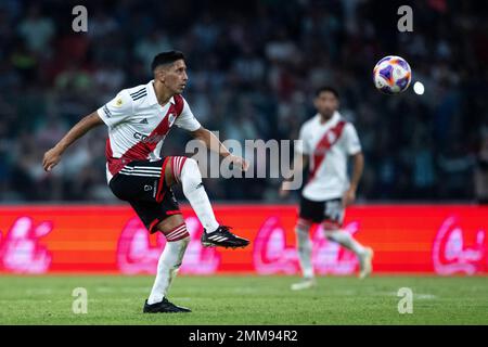 SANTIAGO DEL ESTERO, ARGENTINIEN, 28. Januar 2023: Enzo Perez von River Plate während des Torneo Binance 2023 des argentinischen Liga Profesionalspiels zwischen Central Cordoba und River Plate im Stadium Único Madre de Ciudades in Santiago del Estero, Argentinien am 28. Januar 2023. Foto von SFSI Stockfoto