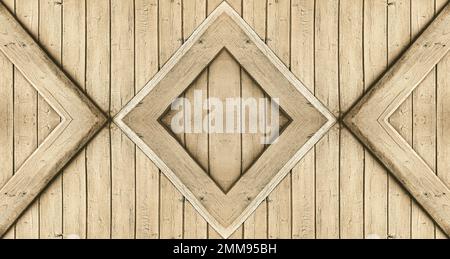 Kunstvoll verzierter Zaun mit Holzmuster, Nahaufnahme Stockfoto