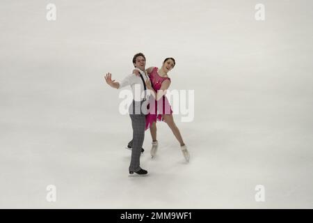 San Jose, Kalifornien, USA. 28. Januar 2023. 2. platzierten Caroline Green und Michael Green beim Pairs Free Skate Finale bei der Toyota US Figure Skating Championship 2023 im SAP Center. Kredit: Motofoto/Alamy Live News Stockfoto