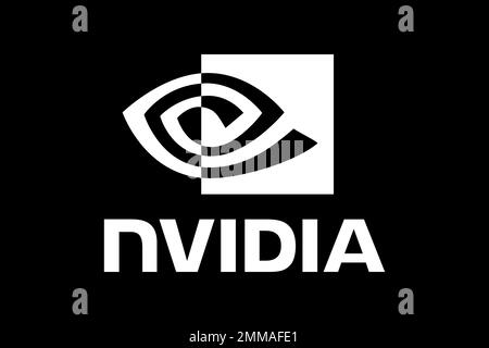 NVIDIA, schwarzer Hintergrund, Logo, Markenname Stockfoto